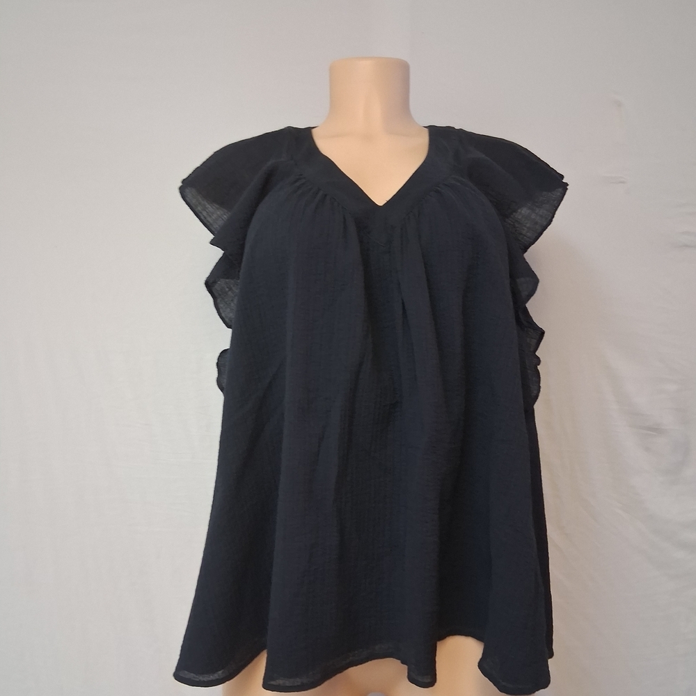 COS Black V-Neck Ruffle Blouse - Picture 4 of 17